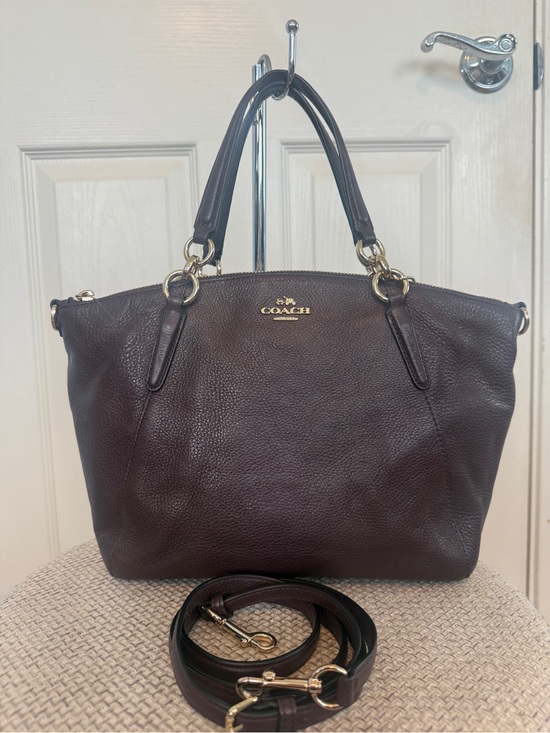 Coach Handbags - Coach Dark Brown Pebbled Leather Crossbody Tote with Gold Hardware